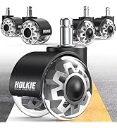 HOLKIE Office Chair Wheels Grey Dual Rubber 2 Inch Replacement Smooth Quiet Rolling Casters Unive...