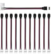 Nelyeqwo 5050 RGB 4 Pin 10mm LED Connectors kit, 12 Pack Solderless 4 Pin Conductor Strip to Powe...