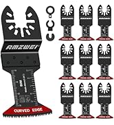 AMZWEI 10 Pcs Bi-Metal Oscillating Tool Blades Metal Cutting, 1-3/4" Curved Edge Multitool Blades...