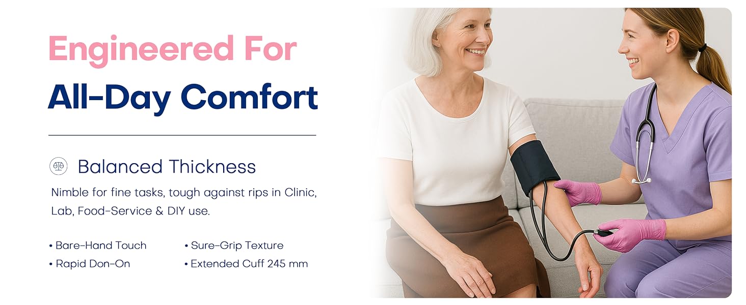 Supmedic exam nitrile gloves engineered for all day comfort