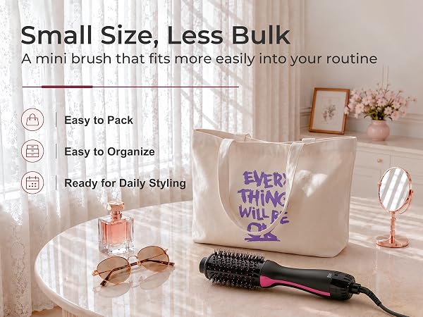 dual voltage mini travel hair dryer brush