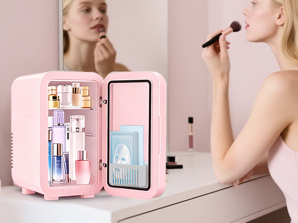 mini fridge pink