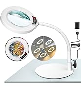Krstlv 10X Magnifying Glass with Light and Stand, 5 Color Modes Stepless Dimmable LED Lighted Des...