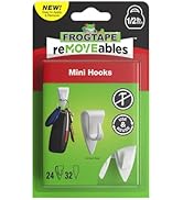 FrogTape reMOVEables Mini Adhesive Hooks for Hanging - Indoor Clips for Lights, Keys, Wires, Holi...