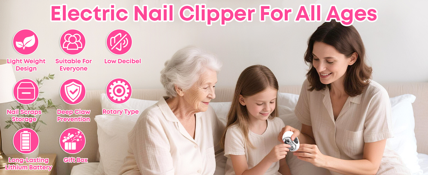 Electric Nail Clipper &amp;amp; Trimmer - 3-in-1 Automatic Nail Clippers for Seniors