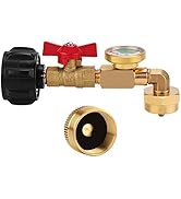 WADEO Propane Adapter 1lb to 20lb, QCC1 Propane Refill Elbow Adapter with Gauge and ON-Off Contro...