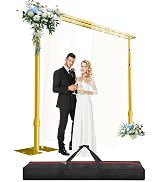 GLOSHOOTING Heavy Duty Backdrop Stand - 10x10ft, Double Crossbar Pipe and Drape Kit, Adjustable M...