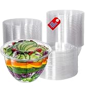 Mr Miracle Clear 48 Ounce Plastic Salad Bowls with Snap-On Lids. Pack 50. Airtight Disposable Sal...