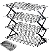 Pleafind 4 Tier Collapsible Cooling Rack - 3 Setting Design, Adjustable & Stackable Baking Rack, ...