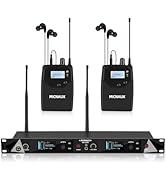 MICNAUX Wireless in Ear Monitor System, 2 Channel UHF Pro Mono IEM System for Singer Musicians, 2...