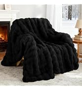 Exclusivo Mezcla Faux Fur Throw Blanket for Couch, Luxury Reversible 3D Rabbit Bubble Fur Fuzzy T...