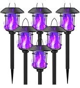 Dynaming 6 Pack Solar Flame Torch Lights Outdoor, Dual Use Flickering Purple Flame Garden Light, ...