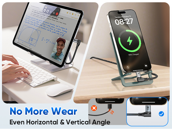 Right Angle USB A to USB C Braided Cable Durable 90 Degree Type C Cord