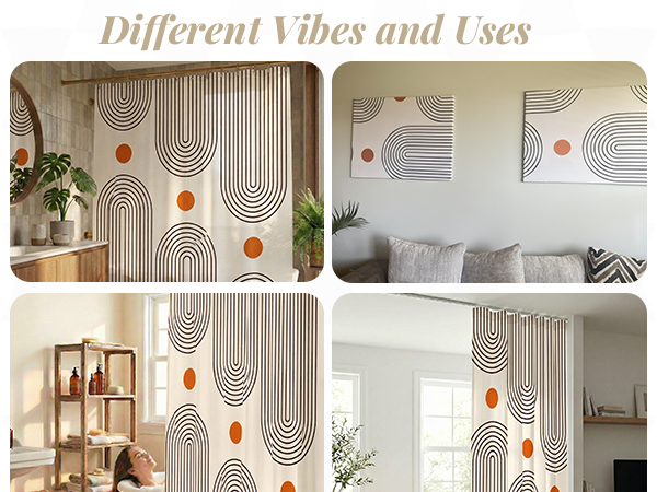 mid century modern shower curtain boho arch abstract bathroom decor