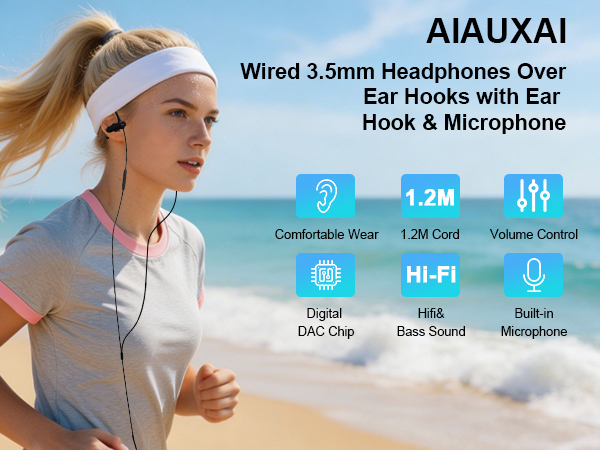 Over Ear 3.5mm Headphones Wired for Laptop PC