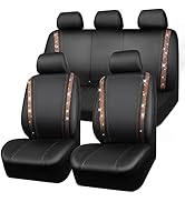 CAR PASS Bling Car Seat Covers Full Set, Shining Rhinestone Diamond Waterproof Faux Leather, Rear...