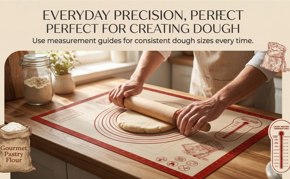Extra Thick Silicone Mats for Baking, Non Stick Pastry Mat for Rolling Dough