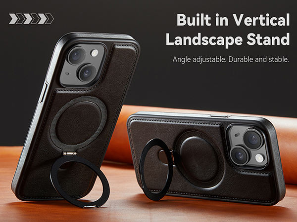 case with stand pu leather compatible with magsafe