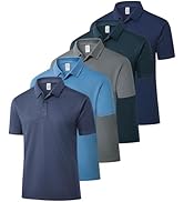 ZITY 5 Pack Mens Polo Shirts Short Sleeve Fast Dry Golf Shirt Moisture Wicking Performance Casual...