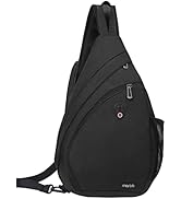 MOSISO Sling Hiking Backpack,Travel Daypack Fan-shaped Rope Crossbody Shoulder Bag, Black