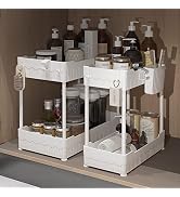 Sevenblue 2 Pack Under Sink Organizers and Storage,Under Bathroom Cabinet Organizer with Hooks Ha...