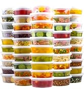 Dealusy 50 Set 8 oz Deli Containers with Lids, Leak-Proof BPA Free Plastic Take Out Bowls, Food S...