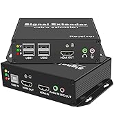 LornCeng 4K HDMI KVM USB Extender with HDMI Loop Out Over Single Cat5e/6/7 up to 120M(394ft), KVM...