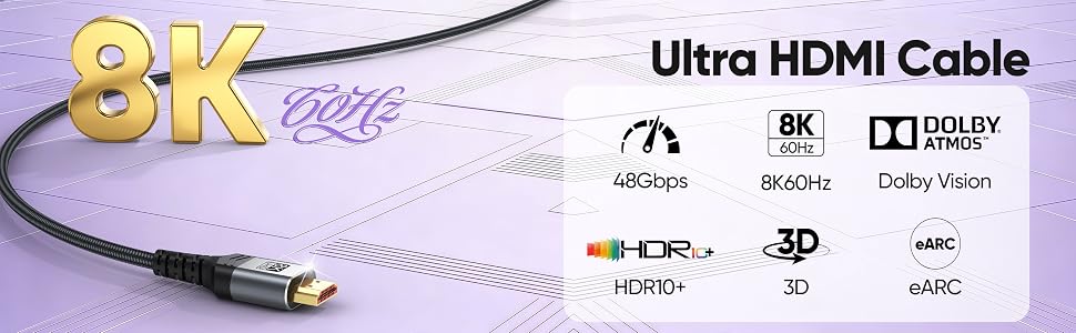 8K ultra HDMI 2.1 cable