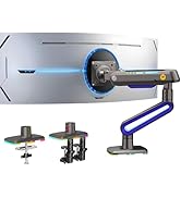NB ERGONOMIC RGB Gaming Monitor-arm for Flat/Ultrawide/Curved Monitors 32 to 60 inch, Heavy Duty ...