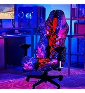 SparkLia Blacklight Gaming Chair Cover – UV Reactive Esports Chair Protector with Neon Skull Gala...