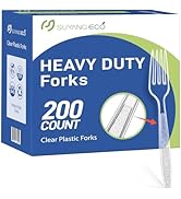 [200 Count] Plastic Forks Heavy Duty Clear Disposable Forks with Engraved Design - Reusable Bulk ...