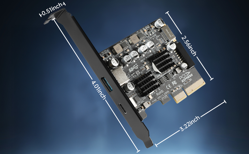 PCIe to USB C type E card