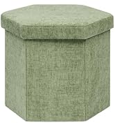 B FSOBEIIALEO Storage Ottoman Cube Hexagonal Pouf Ottomans, Foot Rest Seat for Sofa Footrest Entr...