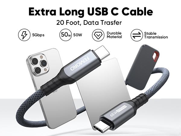USB C Cable 20ft