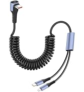 JSADZKJ Retractable 2 in 1 USB C Charging Cable,6A Coiled Type-C Fast Charging for Car,Multi USB ...
