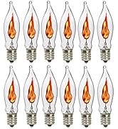 Goothy 12 Pack Christmas Flicker Flame Light Bulbs, Crystal Clear Chandelier Flickering E12 Cande...