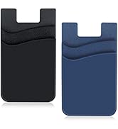 Zemexy 2Pack Cell Phone Card Holder,Stick on Credit Card Wallet Silicone Double Pocket for Back o...