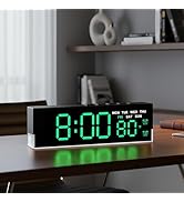45MinST 7-Inch LED Digital Alarm Clock with Bottom Glow Light|Displays Time, Date, Day, Temperatu...