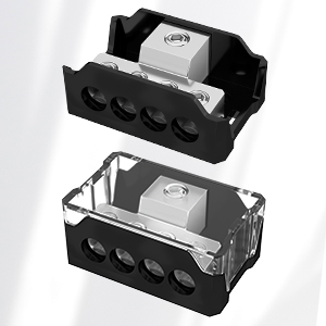 4 Way Power Distribution Block Car Audio 0/2/4 Gauge Input 4/8/10 Gauge Output 