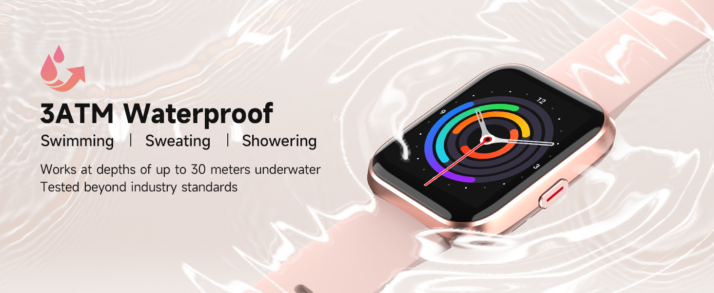 Smartwatch with Bluetooth Calls, Heart Rate/Sleep/SpO2 Monitor, 3ATM Waterproof Fitness Tracker