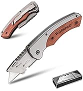 WORKPRO Folding Utility Knife, Quick-Change Box Cutter with Stainless Steel Head &amp; Liner Lock, Wo...