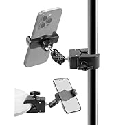 BILIONE Mic Stand Phone Holder, Pole Mount Clamp Phone Holder for Microphone Guitar Drums Music P...