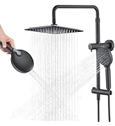 LOCALAND 10 Inch High Pressure Rainfall Shower Head with Handheld Combo, 9 Setting Handheld Showe...