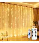 Minetom Curtain Lights, 300 LED Dimmable Twinkle Fairy Lights, 8 Modes | with Remote and Timer, U...