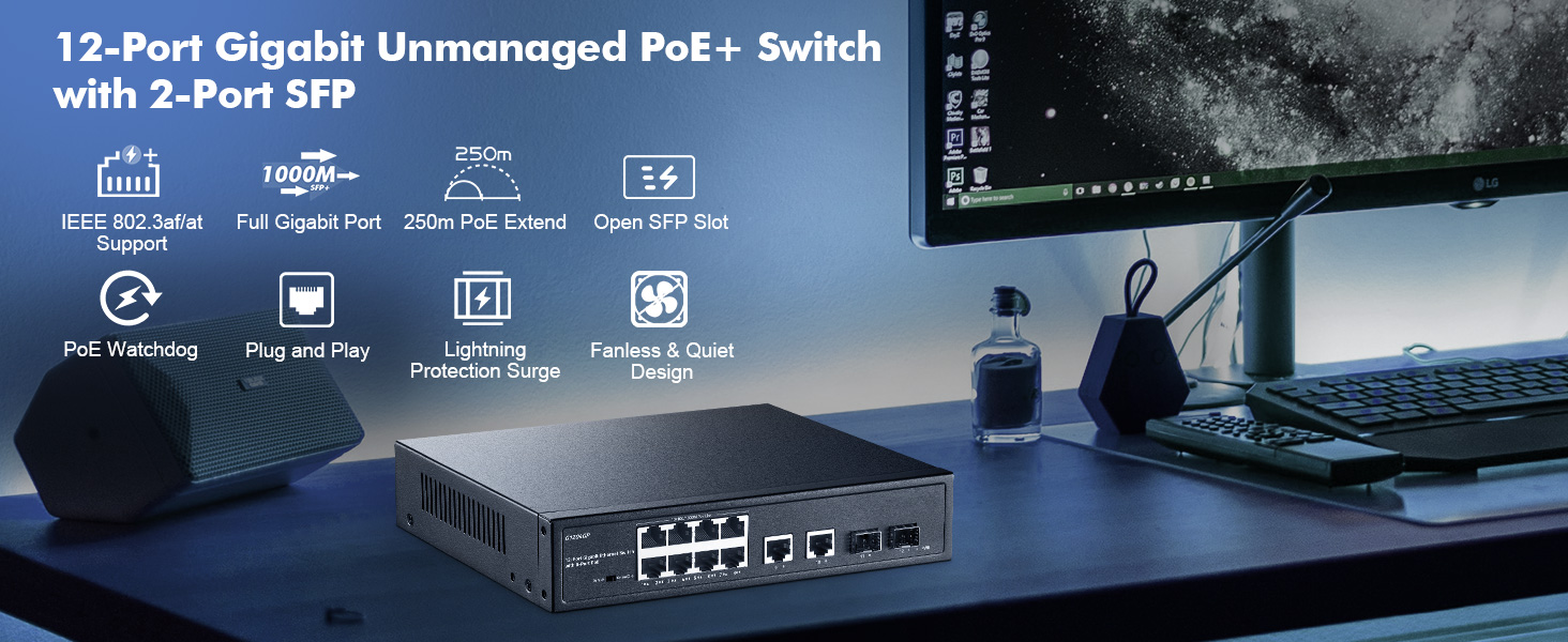 12-Port Gigabit PoE Switch