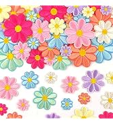 32Pcs 4 Sizes Daisy Flower Iron on Patches Cute Daisy Floral Embroidery Applique Patch for Hats C...