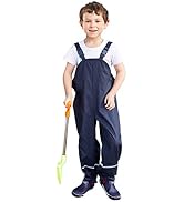 SSAWcasa Kids Rain Pants, Toddler Waterproof Boys Girls Pants, Mud Dirty Proof Rain Suspender Tro...