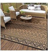 MontVoo-Outdoor Rug Carpet Waterproof 5x8 ft Reversible Patio Rug RV Camping Rugs Plastic Straw O...
