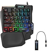 CHONCHOW One Handed Gaming Keyboard, 35 Keys, Rainbow LED, Wired USB, Ergonomic with Wrist Rest, ...