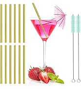 Teivio 12 Pack + Cleaning Brush, 5-inch Extra Short Reusable Stainless Steel Drink Straws for Coc...